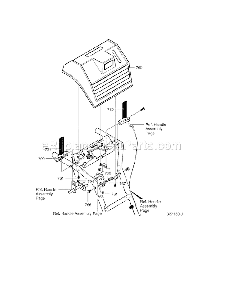 30" 11Hp Control Panel Diagram and Parts List for  Craftsman Snow Blower