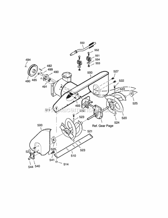 Page E Diagram and Parts List for  Craftsman Snow Blower