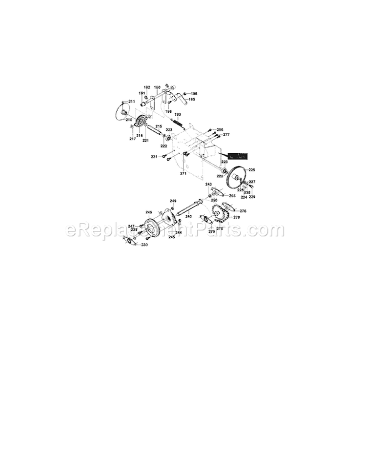 Drive Assembly Diagram and Parts List for  Craftsman Snow Blower