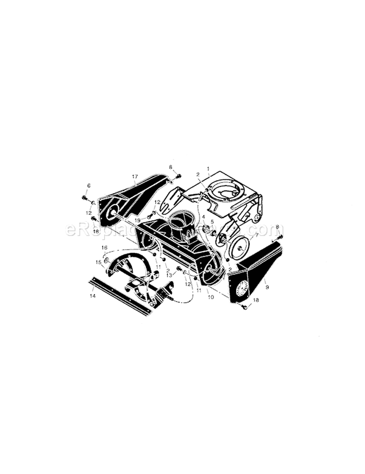 Auger Components Diagram and Parts List for  Craftsman Snow Blower