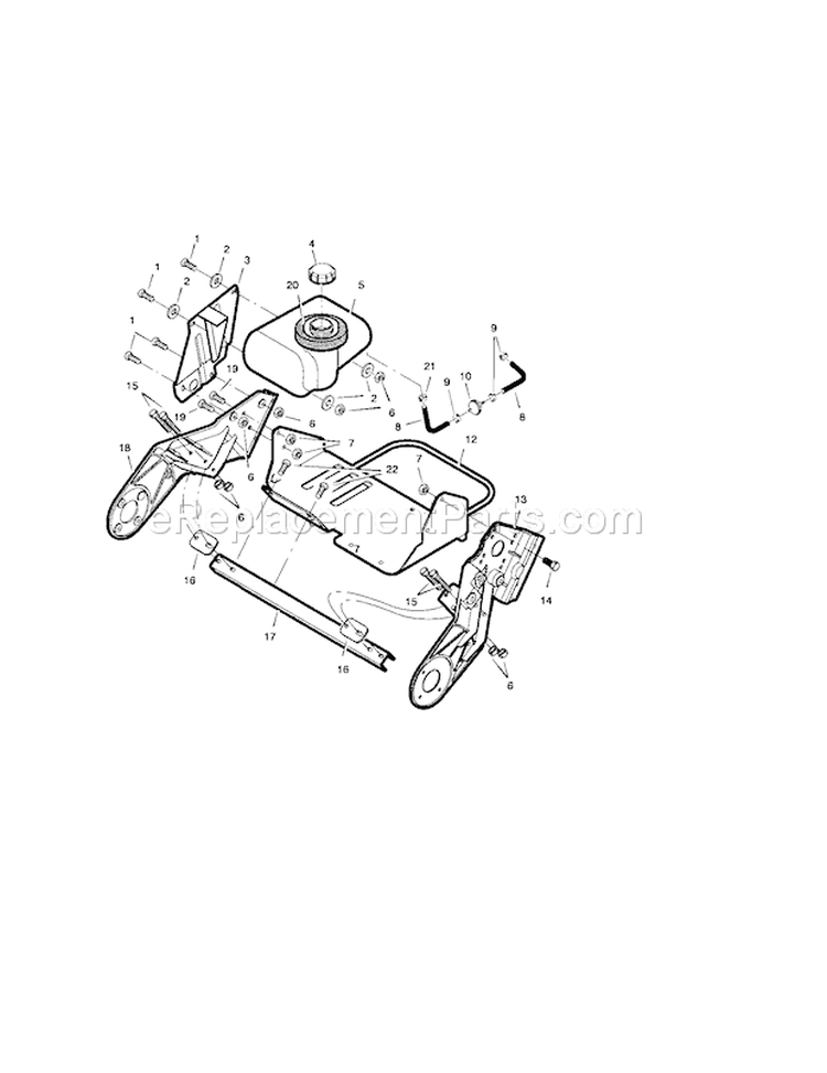 Frame / Fuel Tank Diagram and Parts List for  Craftsman Snow Blower