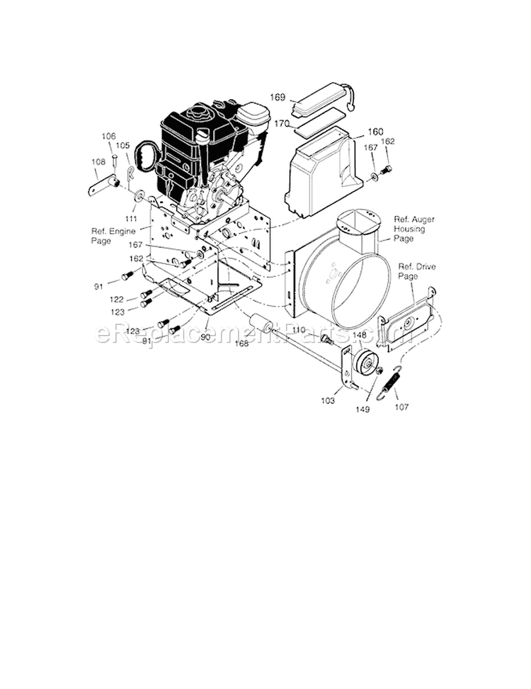 Page B Diagram and Parts List for  Craftsman Snow Blower