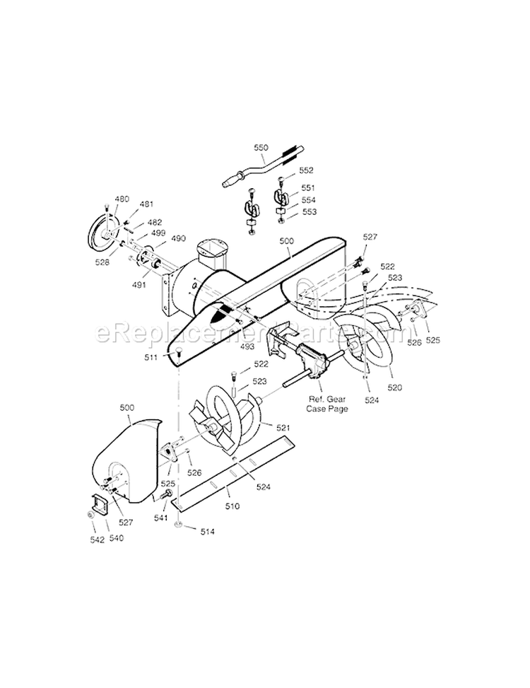 Page F Diagram and Parts List for  Craftsman Snow Blower
