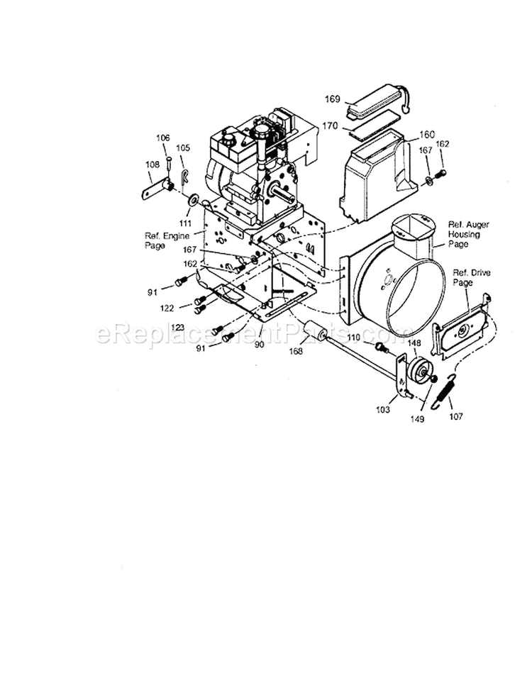 Frame Diagram and Parts List for  Craftsman Snow Blower