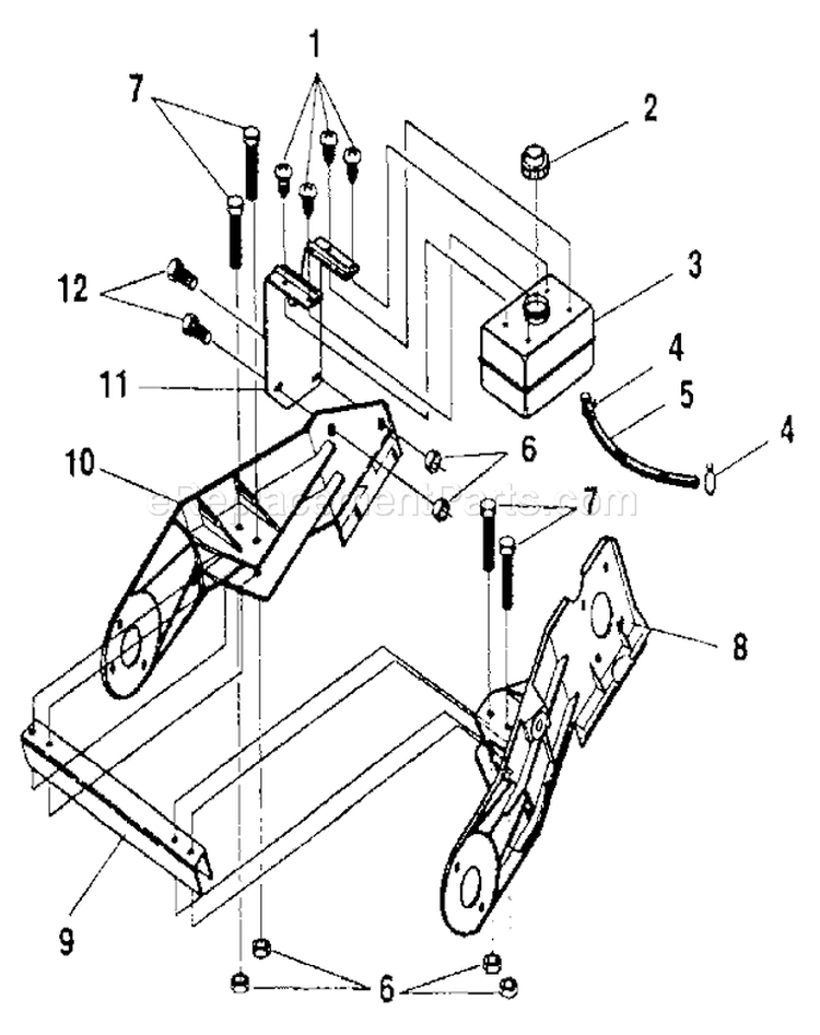 Frame Components Diagram and Parts List for  Craftsman Snow Blower