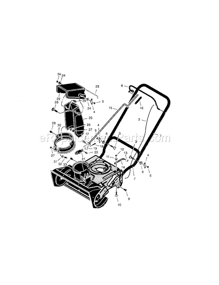 HandleDischarge_Components Diagram and Parts List for  Craftsman Snow Blower