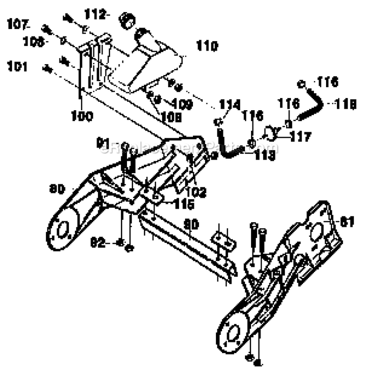 Frame Assembly Diagram and Parts List for  Craftsman Snow Blower