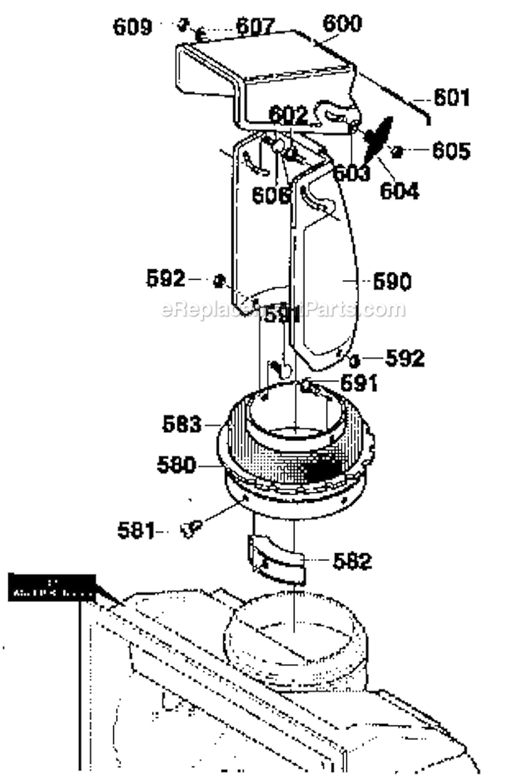 Discharge Chute Assembly Diagram and Parts List for  Craftsman Snow Blower