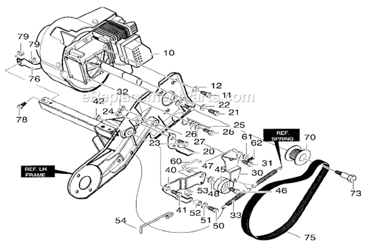 Engine Drive Assembly Diagram and Parts List for  Craftsman Snow Blower