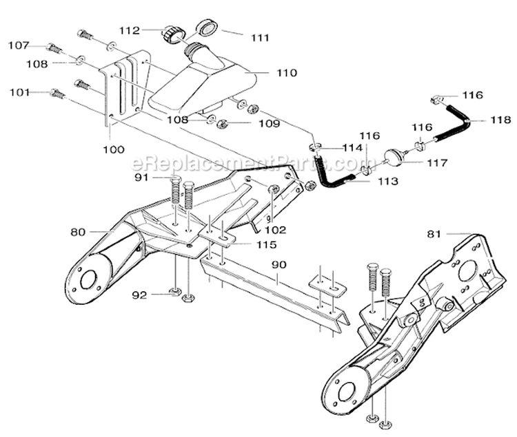 Frame Assembly Diagram and Parts List for  Craftsman Snow Blower