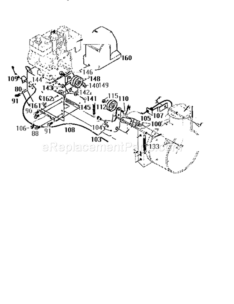 Frame Assembly Diagram and Parts List for  Craftsman Snow Blower