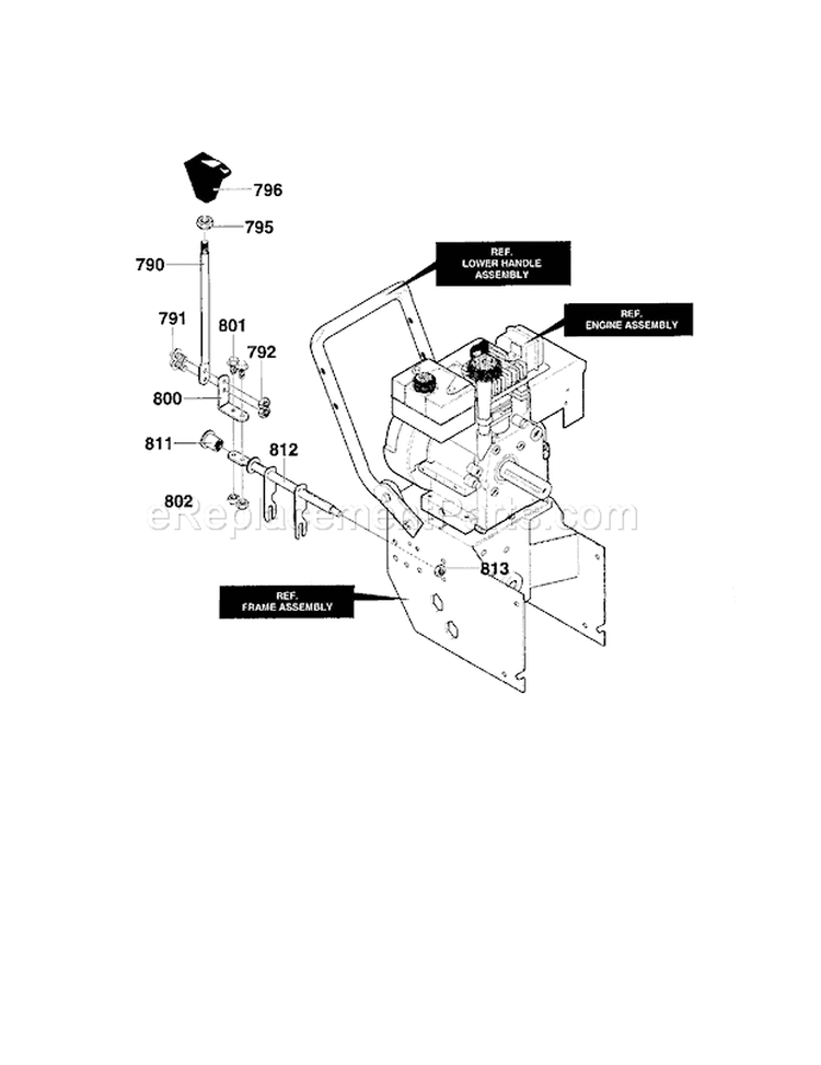 Shift Yoke Assembly Diagram and Parts List for  Craftsman Snow Blower