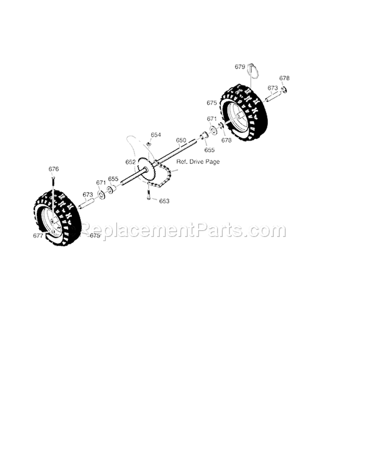 26" 9Hp Wheels Diagram and Parts List for  Craftsman Snow Blower
