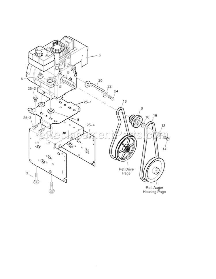 26" 9Hp Engine Diagram and Parts List for  Craftsman Snow Blower