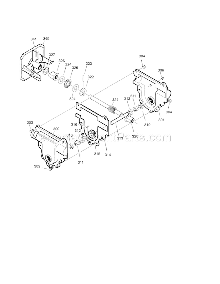 26" 9Hp Gear Case Diagram and Parts List for  Craftsman Snow Blower
