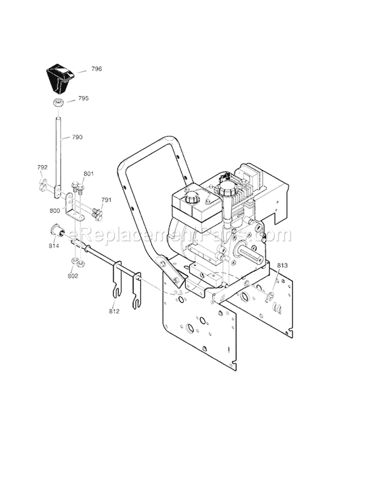 26" 9Hp Shift Yoke Diagram and Parts List for  Craftsman Snow Blower