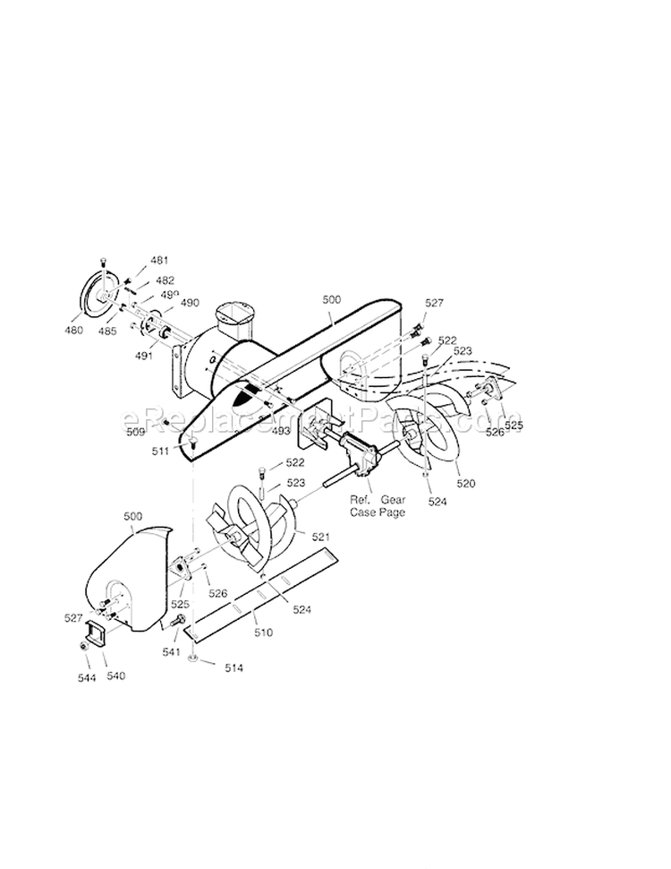 26" 9Hp Auger Housing Diagram and Parts List for  Craftsman Snow Blower