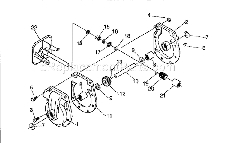 Gear Box Diagram and Parts List for  Craftsman Snow Blower