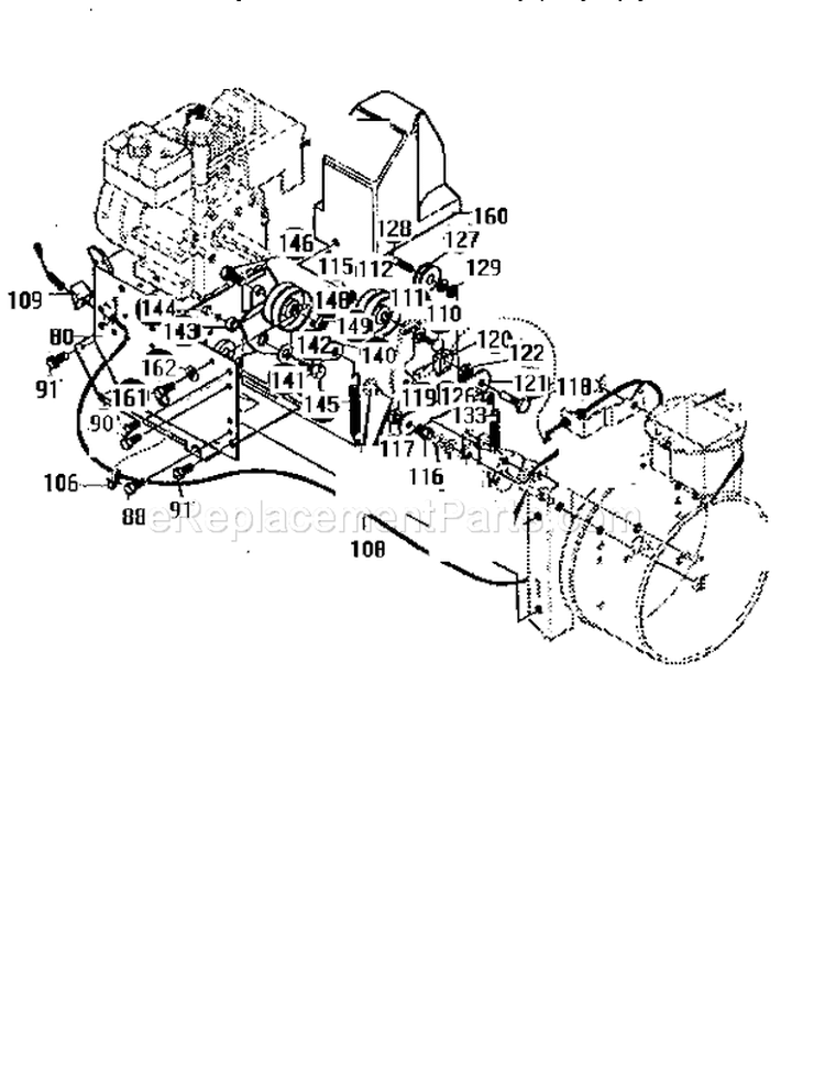 Frame Assembly Diagram and Parts List for  Craftsman Snow Blower