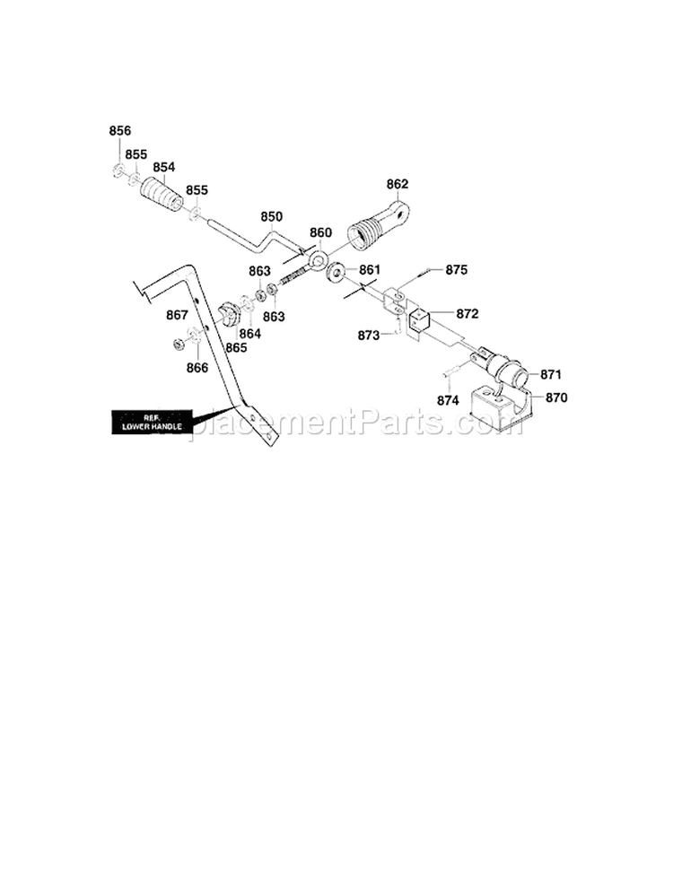 Chute Control Rod Assembly Diagram and Parts List for  Craftsman Snow Blower