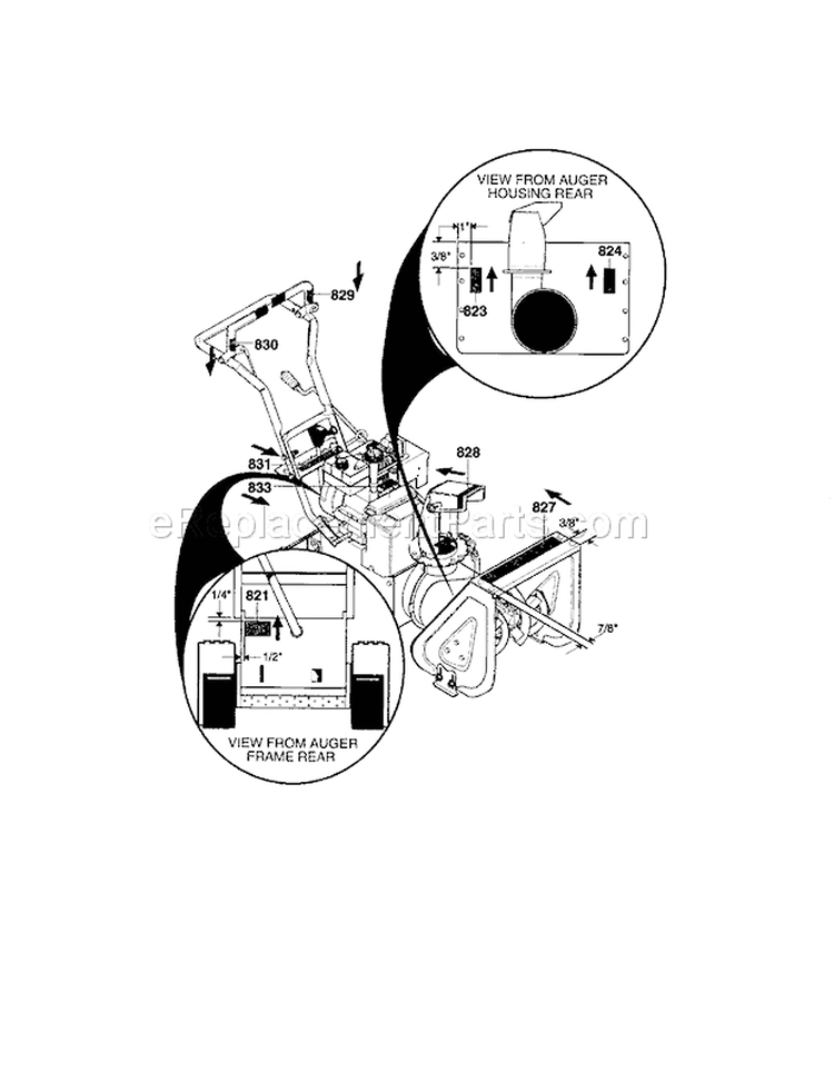 Decals Diagram and Parts List for  Craftsman Snow Blower