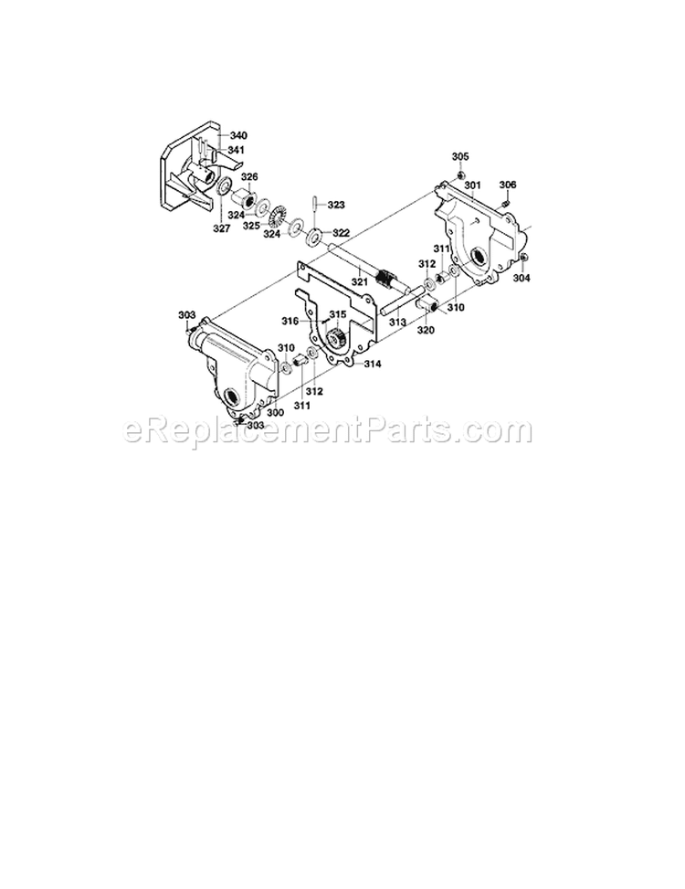Gear Case Assembly Diagram and Parts List for  Craftsman Snow Blower