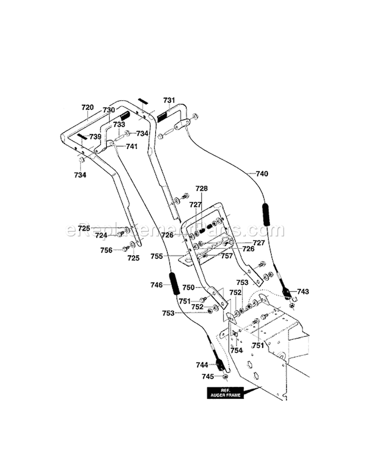 Handle Assembly Diagram and Parts List for  Craftsman Snow Blower