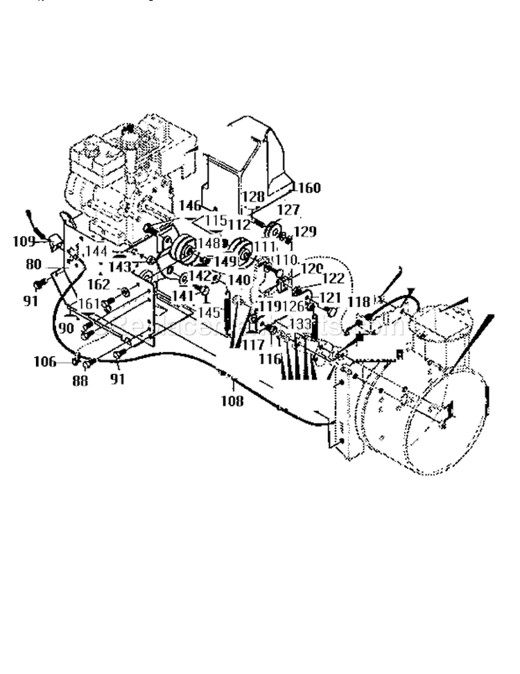 Frame Assembly Diagram and Parts List for  Craftsman Snow Blower