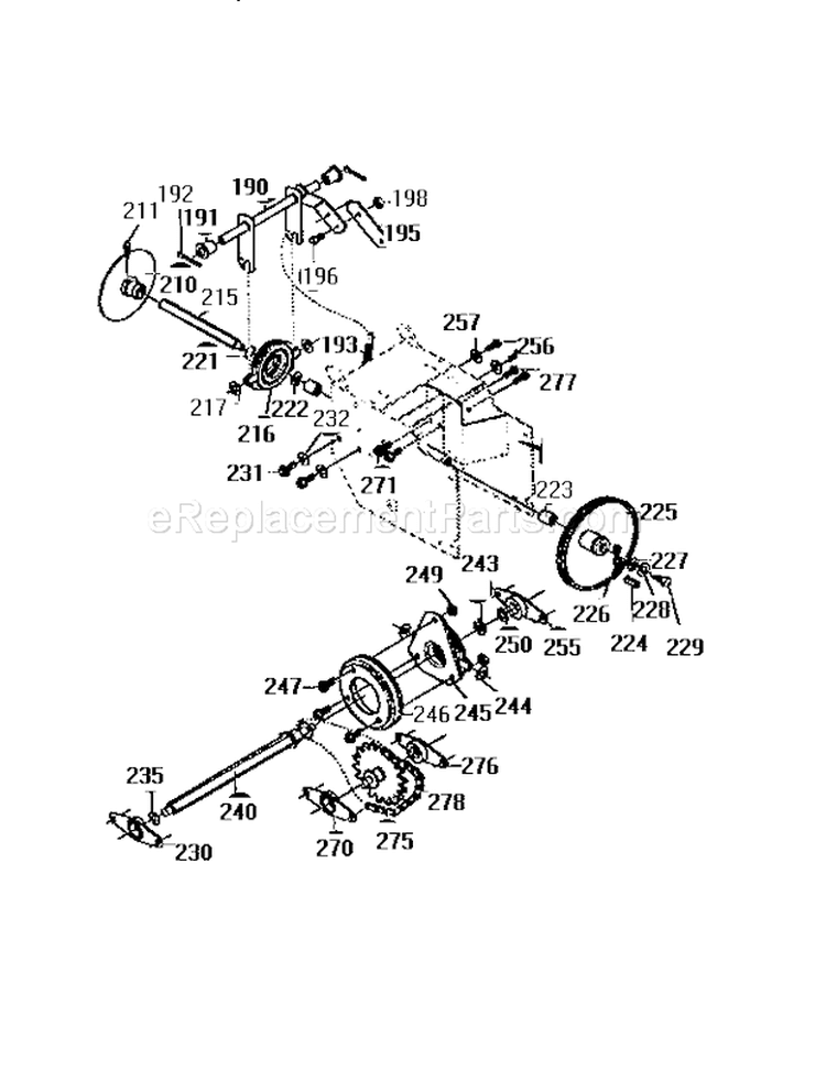 Drive Assembly Diagram and Parts List for  Craftsman Snow Blower