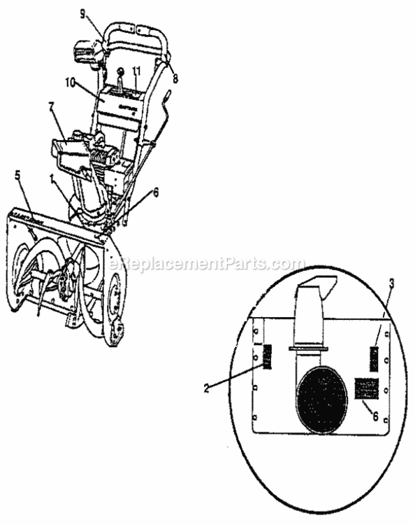 Page O Diagram and Parts List for  Craftsman Snow Blower