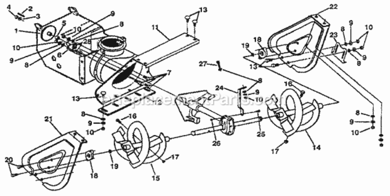 Page F Diagram and Parts List for  Craftsman Snow Blower