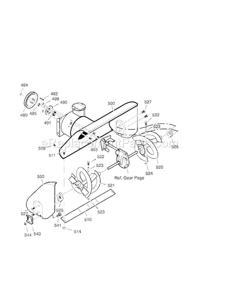 26" 7.75Hp Auger Housing Diagram and Parts List for  Craftsman Snow Blower