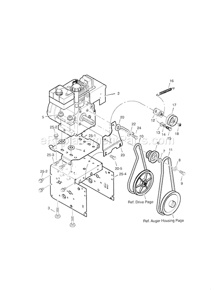 Engine Diagram and Parts List for  Craftsman Snow Blower