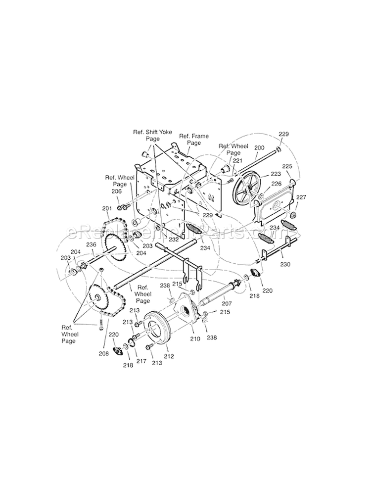 Drive Diagram and Parts List for  Craftsman Snow Blower