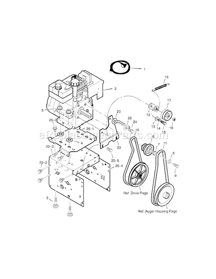 Engine Diagram and Parts List for  Craftsman Snow Blower