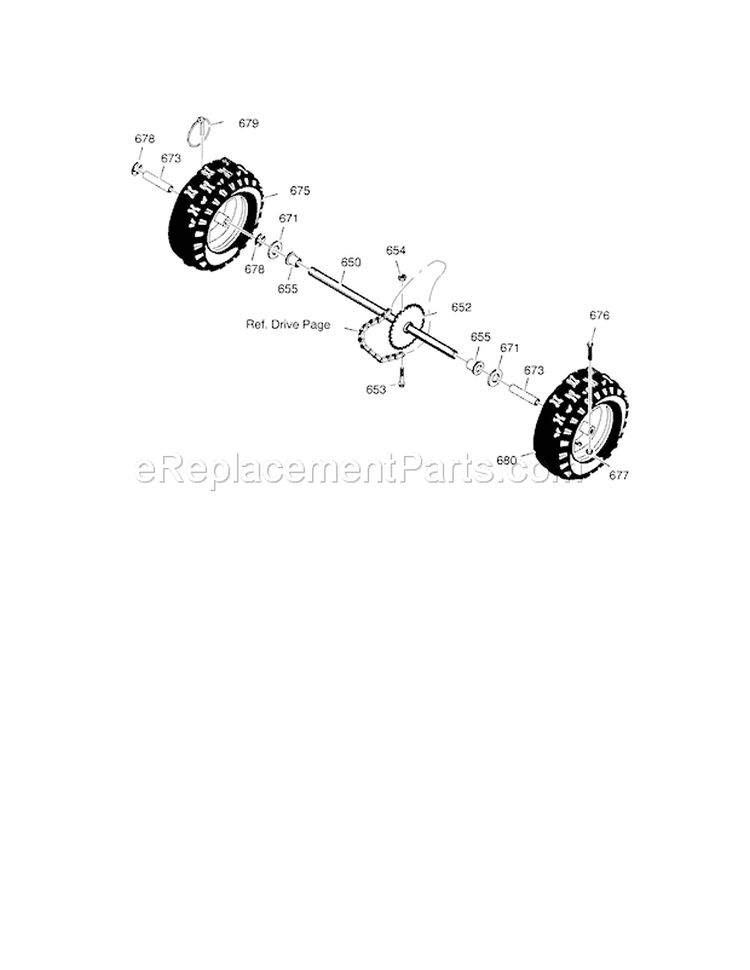 Wheels Diagram and Parts List for  Craftsman Snow Blower