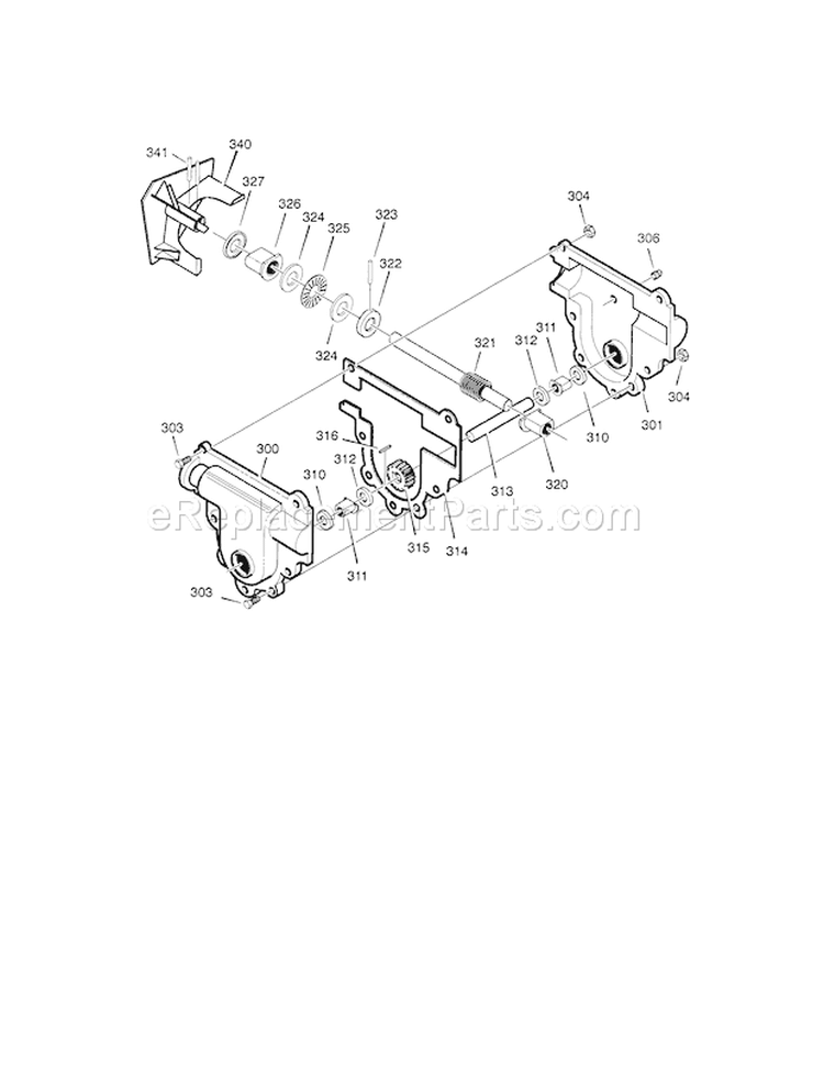 Gear Case Diagram and Parts List for  Craftsman Snow Blower