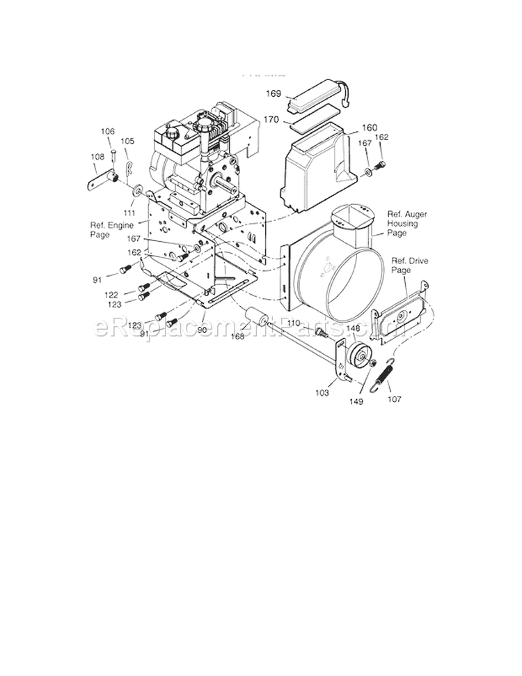 Frame Diagram and Parts List for  Craftsman Snow Blower