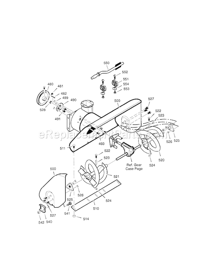 Auger Housing Diagram and Parts List for  Craftsman Snow Blower