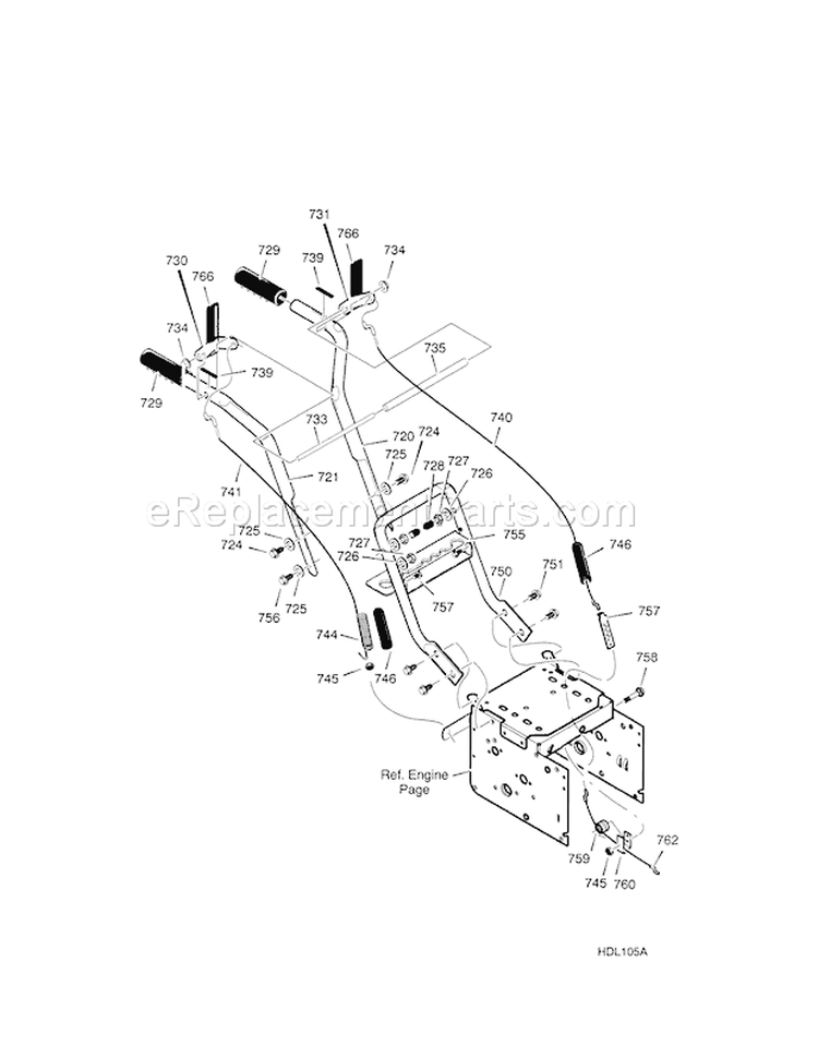Handle Diagram and Parts List for  Craftsman Snow Blower