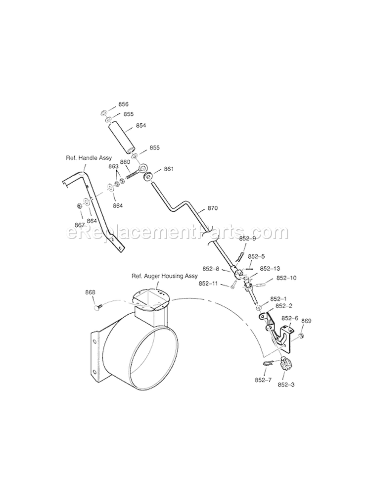 Chute Rod Diagram and Parts List for  Craftsman Snow Blower