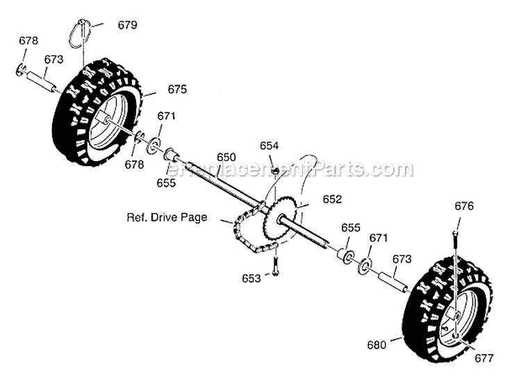 Wheels Diagram and Parts List for  Craftsman Snow Blower