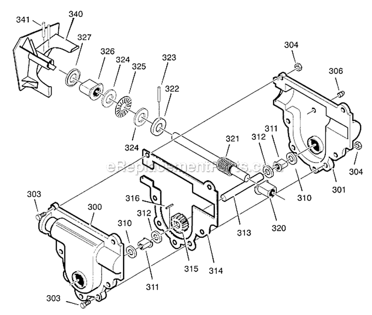 Gear Case Diagram and Parts List for  Craftsman Snow Blower