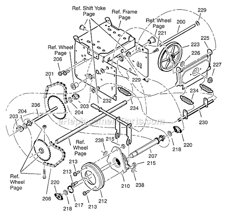 Drive Diagram and Parts List for  Craftsman Snow Blower