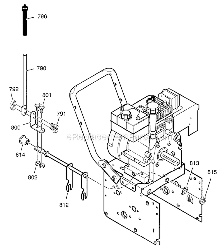 Shift Yoke Diagram and Parts List for  Craftsman Snow Blower