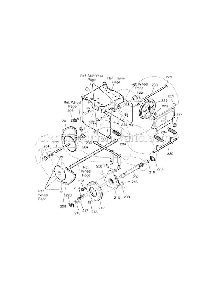 Drive Diagram and Parts List for  Craftsman Snow Blower