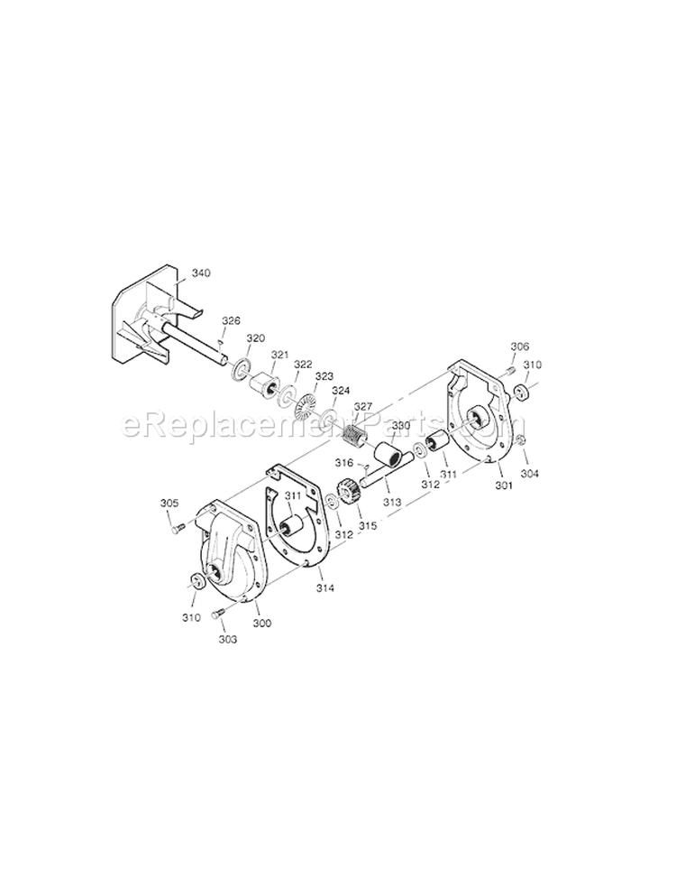 Gear Case Diagram and Parts List for  Craftsman Snow Blower