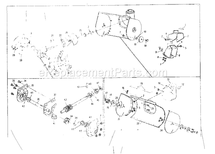 Auger Housing Assembly Diagram and Parts List for  Craftsman Snow Blower