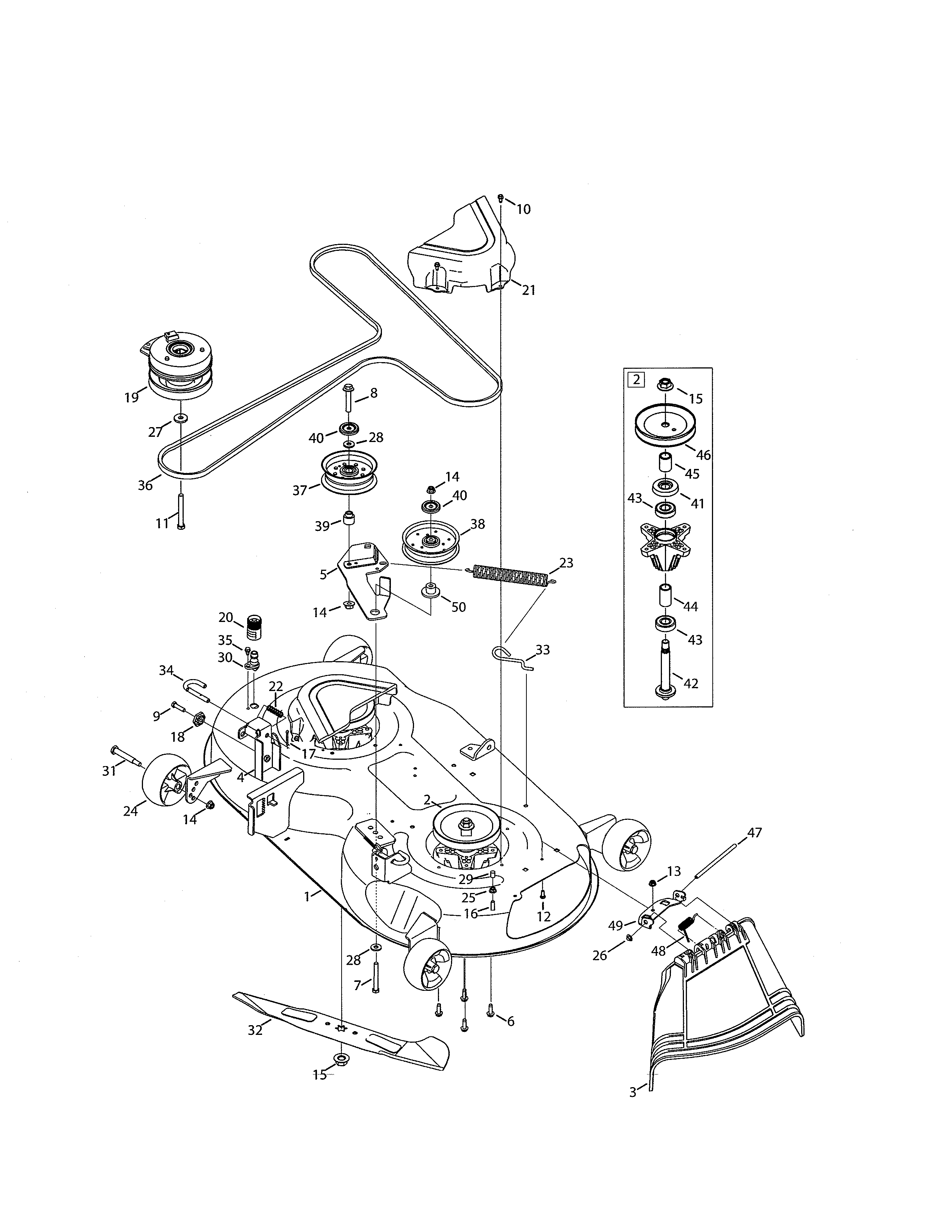Deck/spindle Assembly Diagram and Parts List for  Craftsman Engine