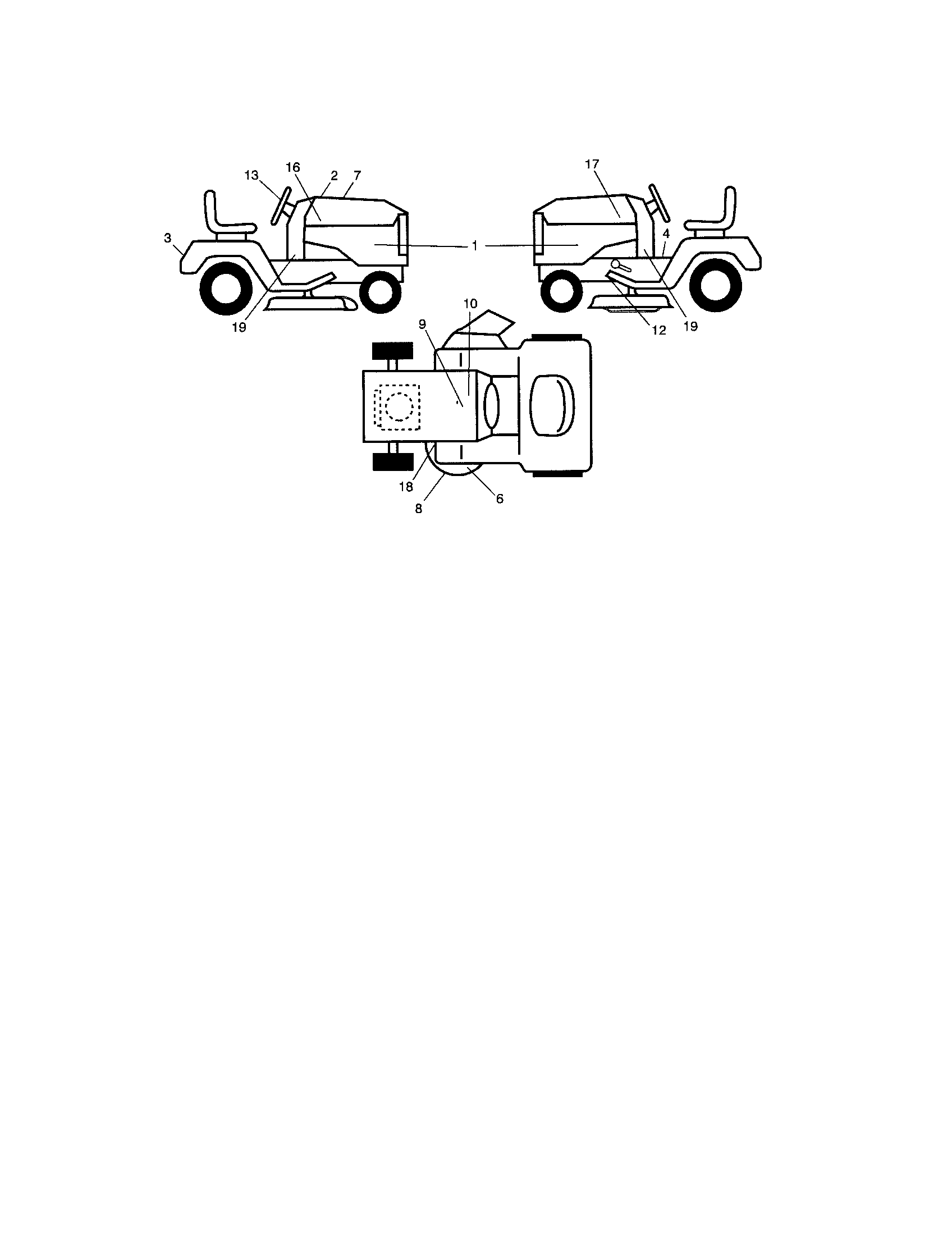 Decals Diagram and Parts List for  Craftsman Lawn Tractor